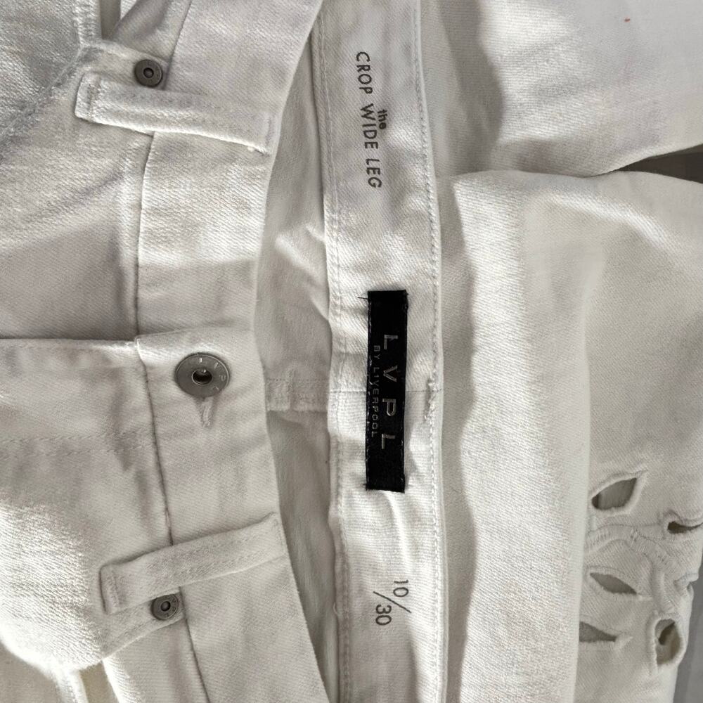 Liverpool Stride High Rise Wide Leg Crop Jeans White Eyelet 10/30 - Picture 4 of 6